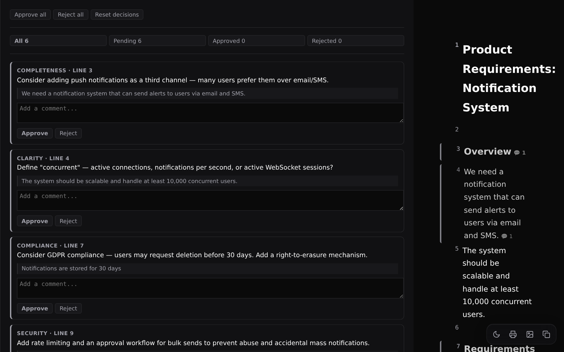Document critique template preview